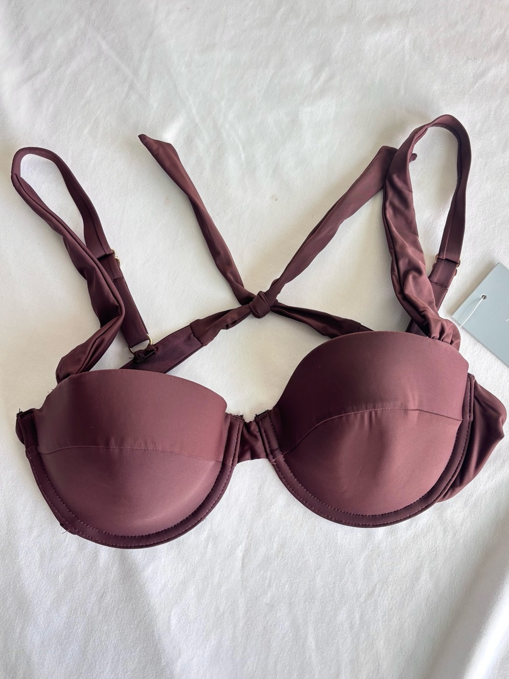 NWT ANTONIO MELANI Brown Underwire Bikini Top Push-up Swim Bombshell Resort M